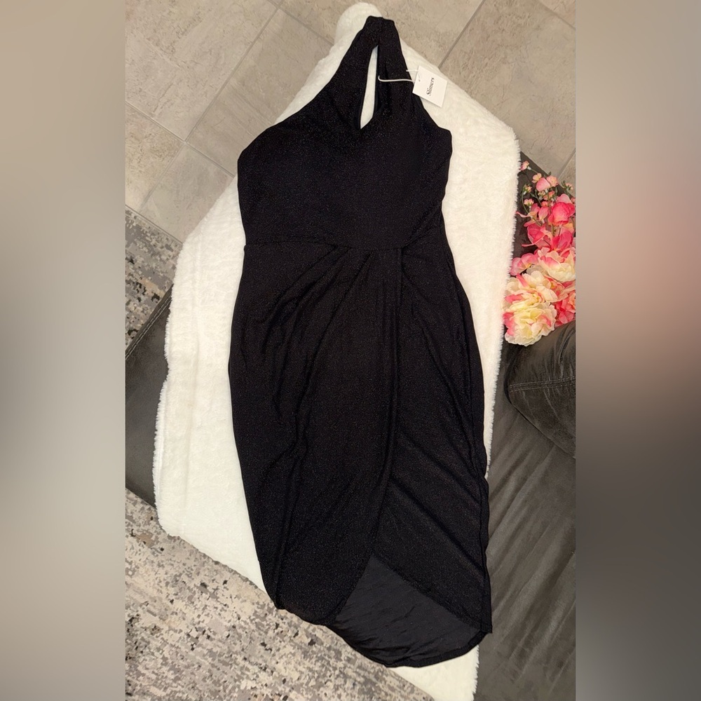 NWT Black Shapewear Dress One Shoulder Bodycon Built In Shaper Tummy Control - Picture 5 of 14